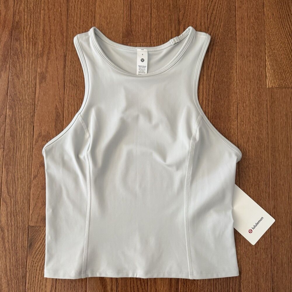 Lululemon Nulux Racerback Cropped Run Tank Women’s 8 Vapor Gray Lightweight NWT
